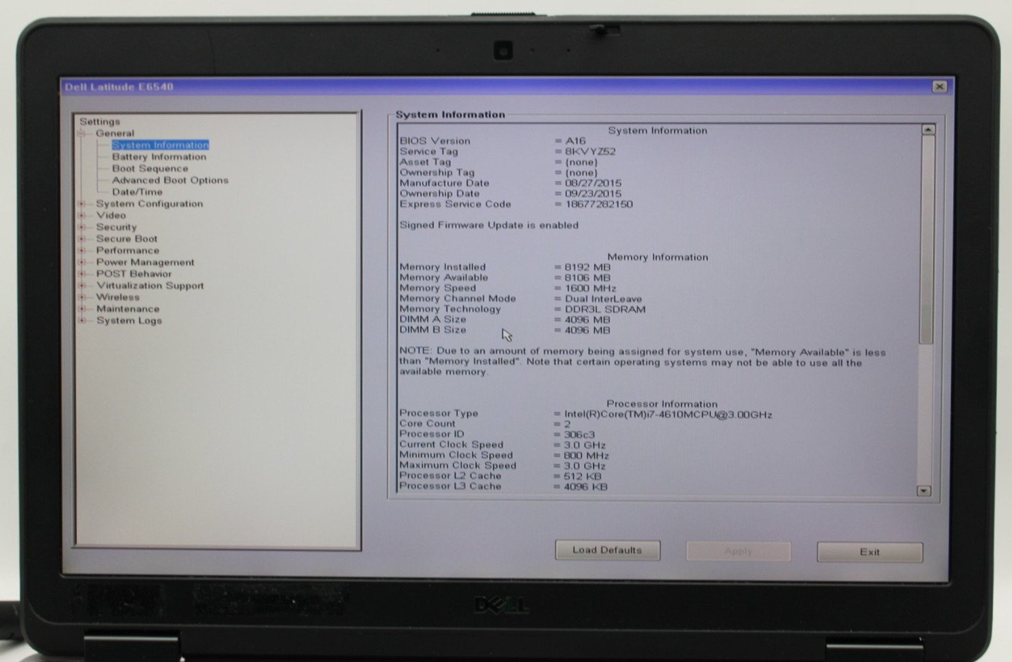 Dell Latitude E654 i7-4610M@3.0GHz 8GB DDR3 NO STORAGE/OS/BAT *USED/TESTED* READ