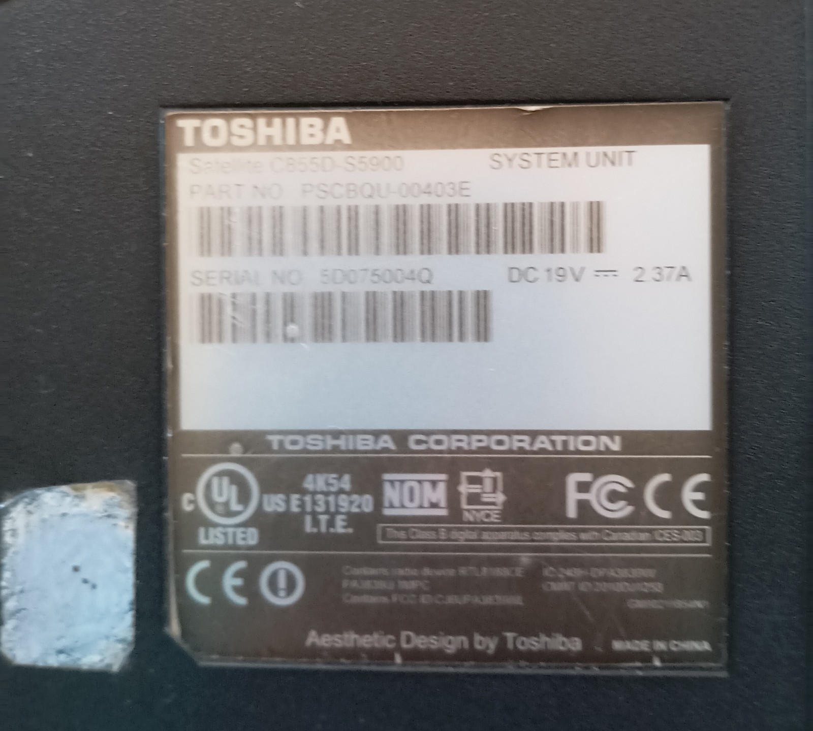 Used Toshiba Satellite Laptop Non Working Parts Only Scrap