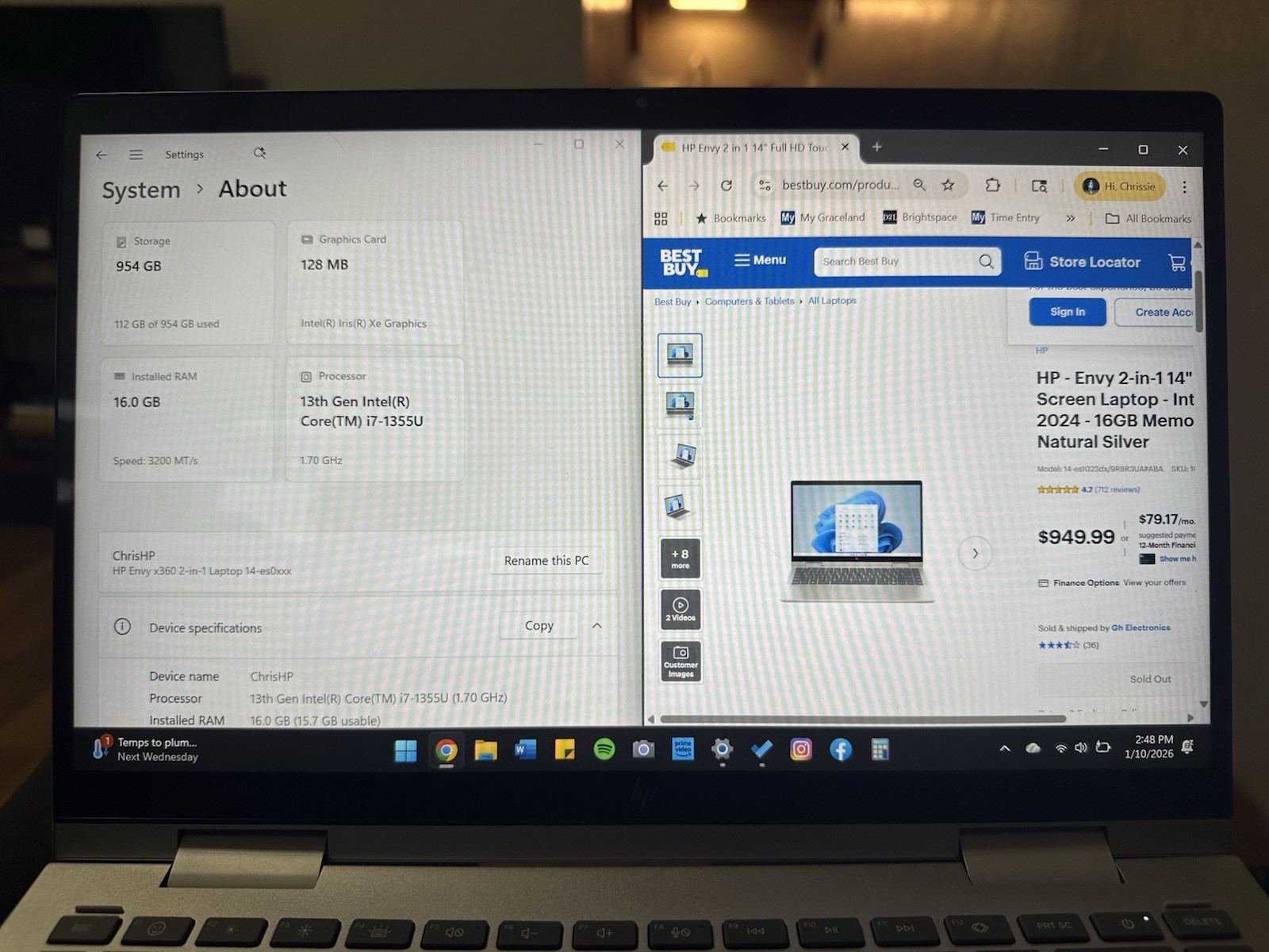 HP ENVY x360 14″ (1TB SSD, Intel Core i7 13th Gen., 5.00 GHz, 16GB) Laptop -…