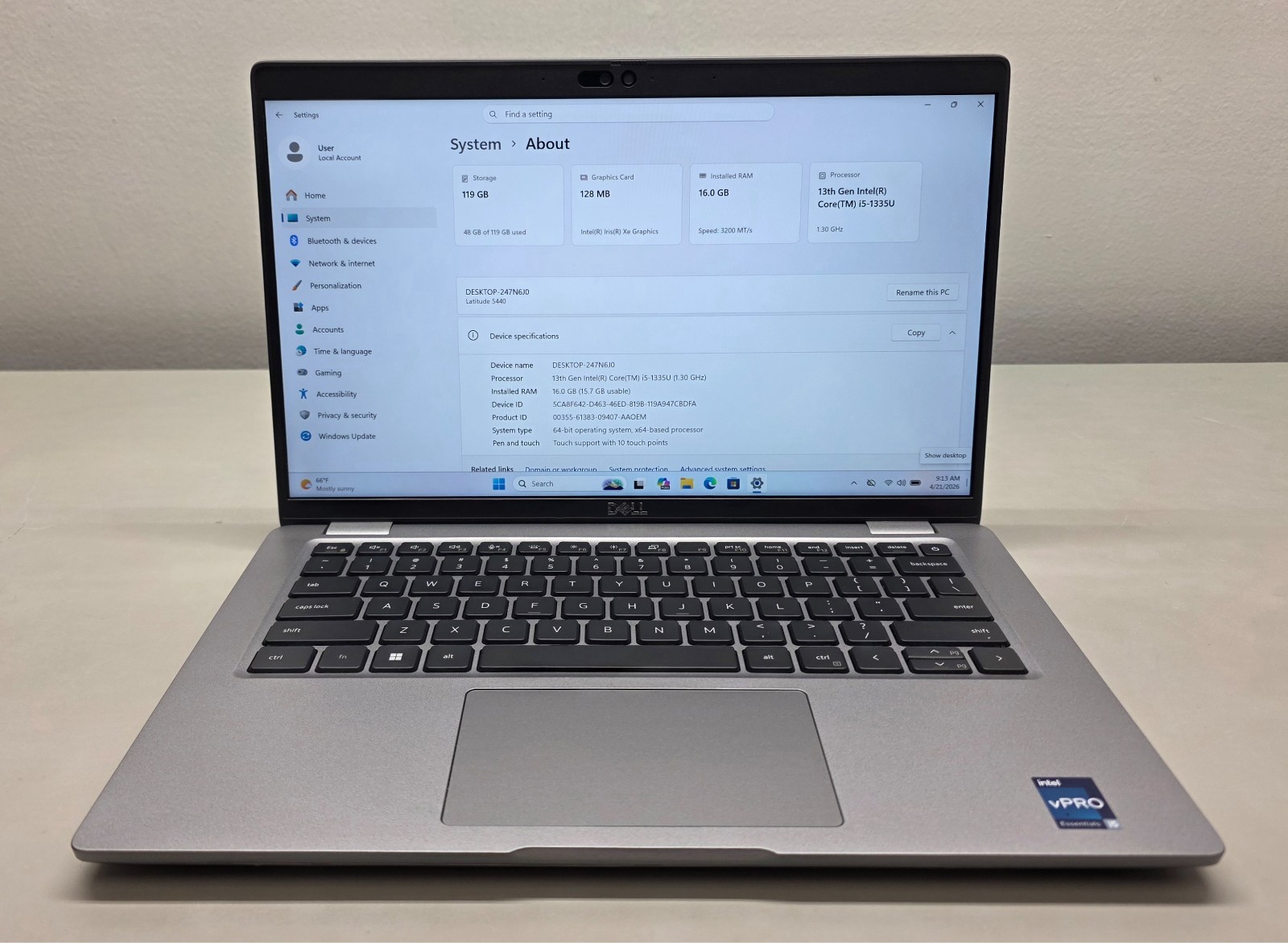 Dell Latitude 5440 14″ i5-1335U 1.30GHz 16GB RAM 128GB SSD Windows 11 Pro