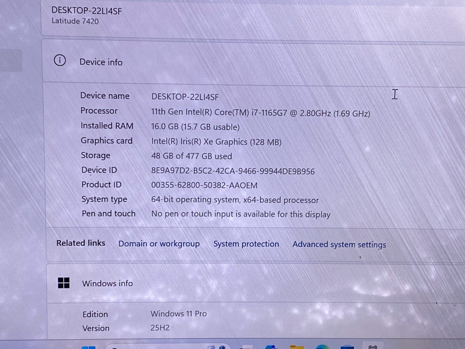 Dell Latitude 7420 14″ FHD 2.80GHz i7-1165G7 16GB RAM 512GB SSD NVME WI1P READ*