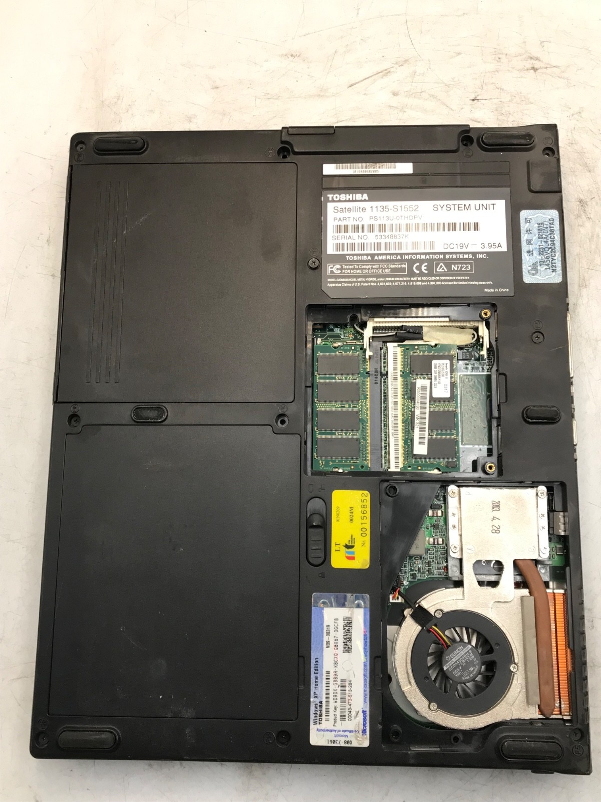 Toshiba Satellite 1135-S1552 Pentium 4 2.0GHz 15″ 512MB RAM -BOOTS BIOS-MZ