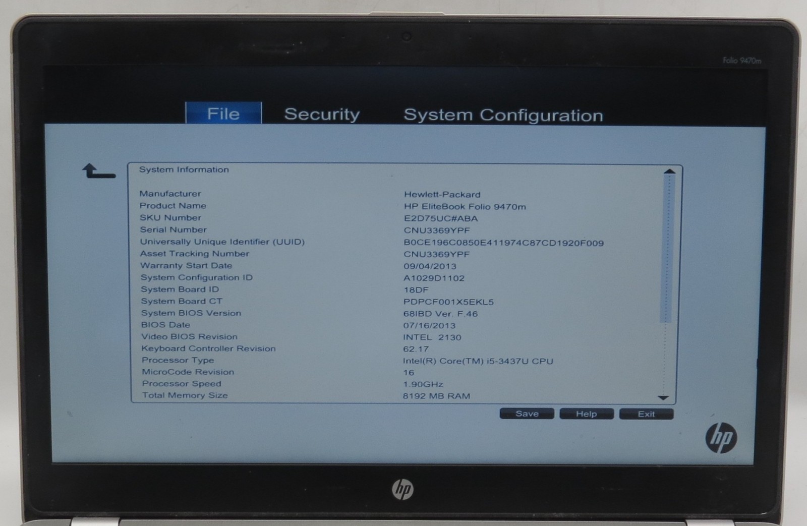 HP EliteBook Folio 9470m | i5-3437U @ 1.9GHz | 8GB RAM | No HDD/OS