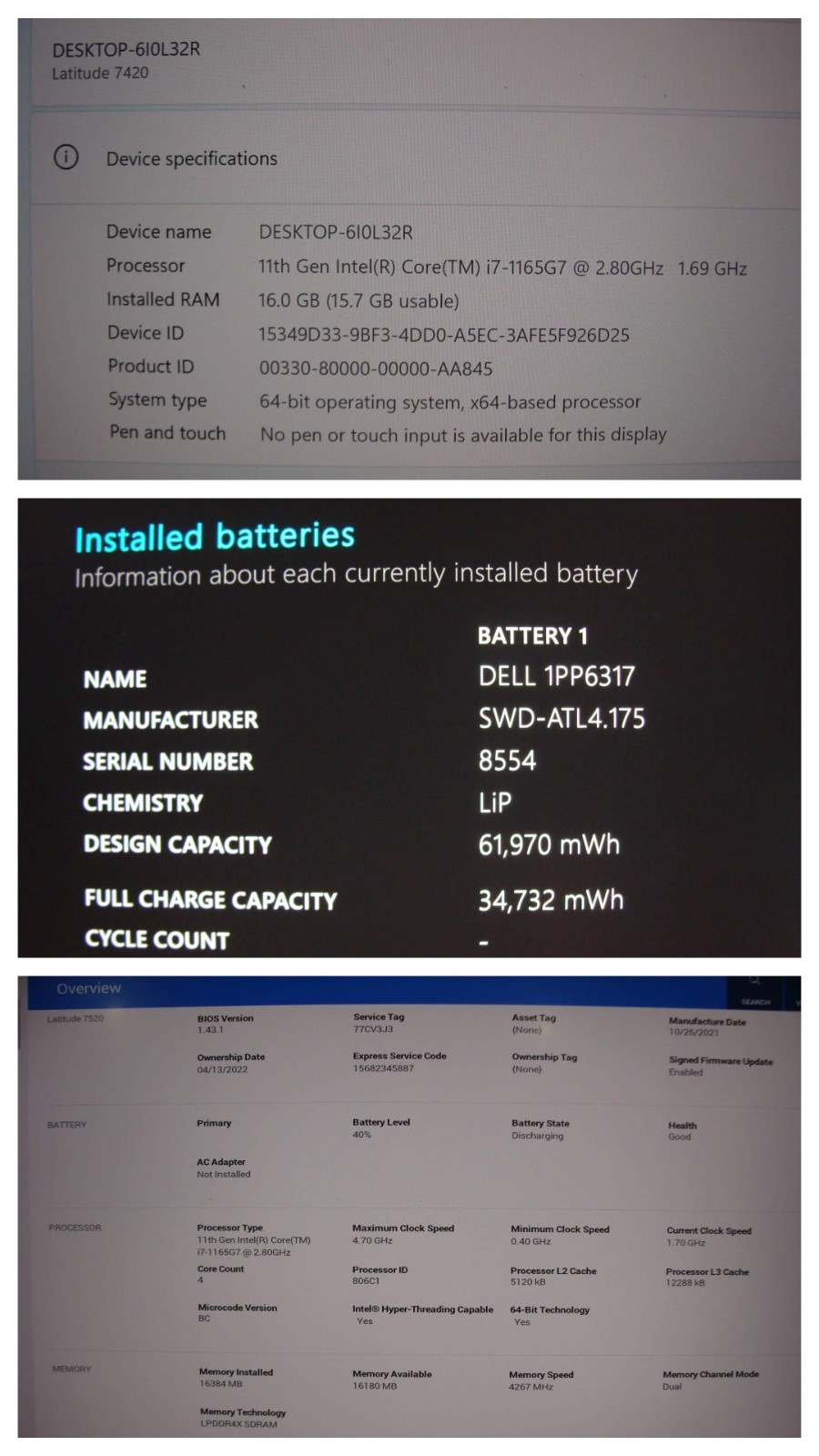 Dell Latitude 7520 15.6″UHD i7-1165G7 2.8GHz 16GB 512GB SSD +PowAd WRTY-10/2026