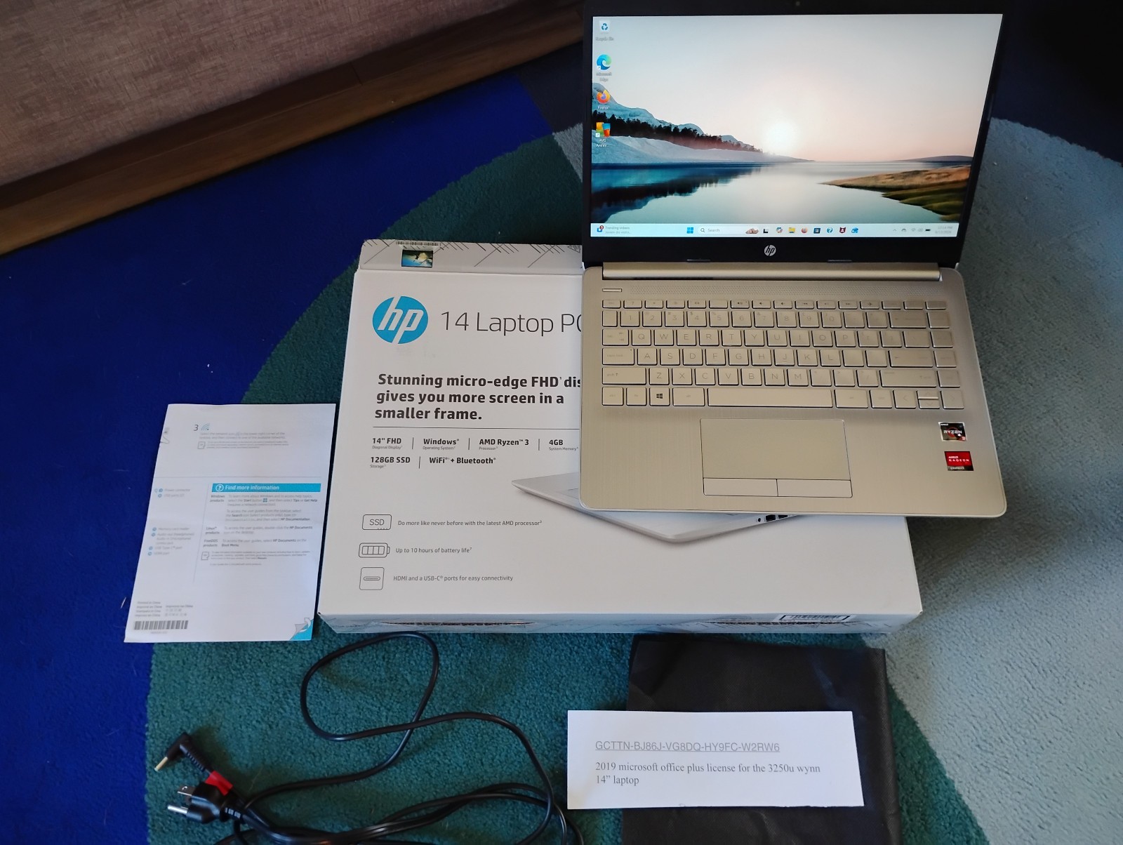 HP 14″ AMD Ryzen Laptop/Notebook, 4gb 128gb Win 11 Antivirus has Box ready use