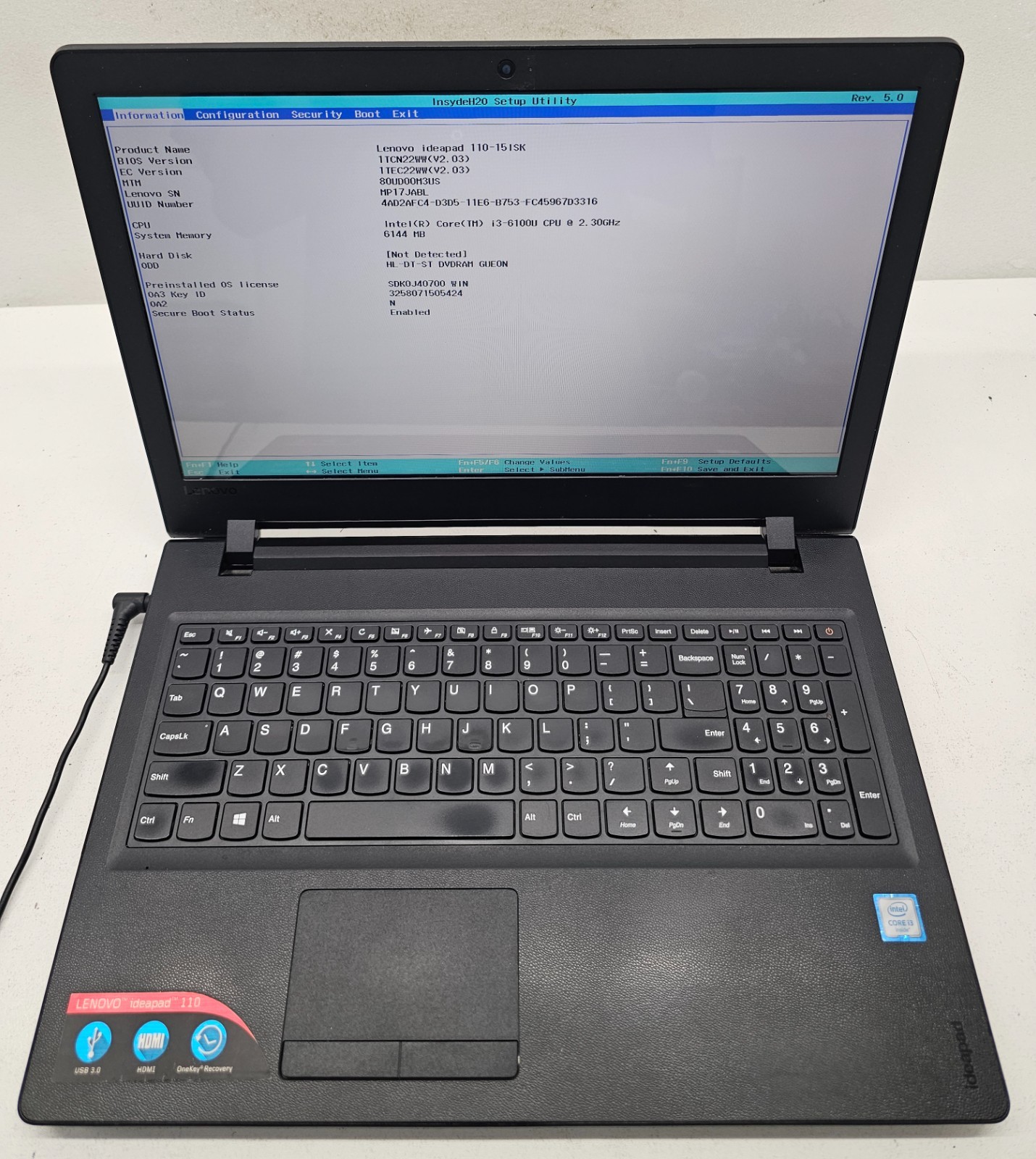 Lenovo IdeaPad 110-15ISK 15.6″ Laptop Intel i3-6100U 6GB Ram NO HD/OS (FL)