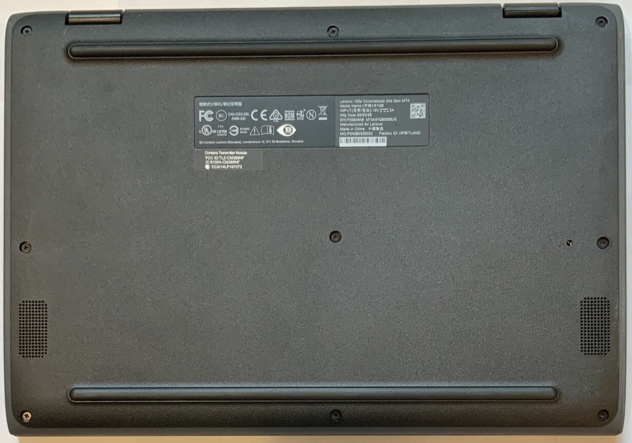 NEW LENOVO 100E 11.6″ CHROMEBOOK 2nd GEN MTK8173C 32GB 81QB0000US WITH 4GB RAM