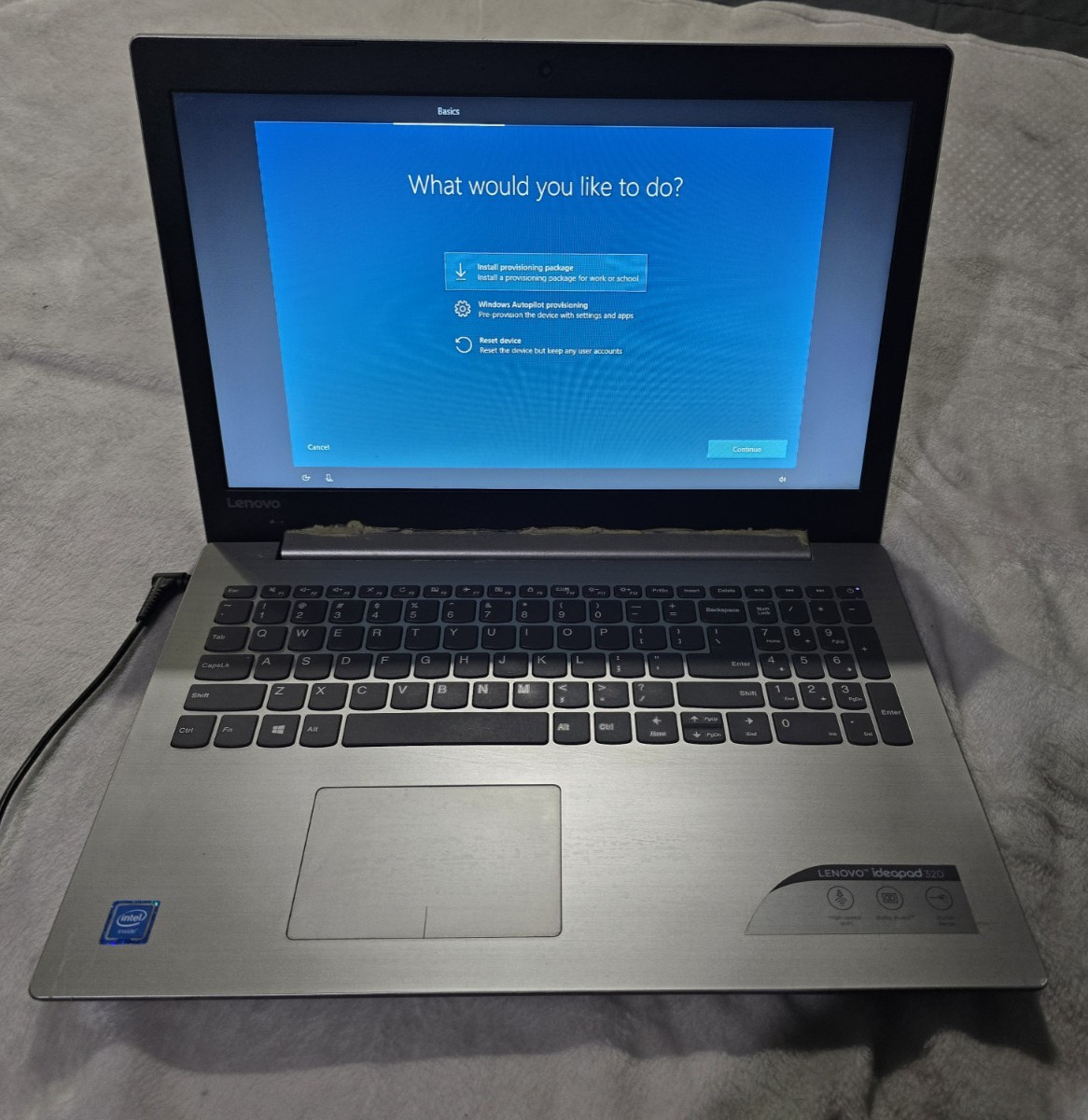 Lenova Idea Pad 320-15 /IAP Laptop Computer SILVER w/ Power Adapter Works READ