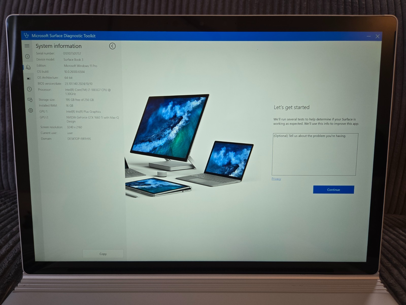 Microsoft Surface Book 3 15″ (256GB SSD, Intel i7-1065G7 GTX 1660 Ti 16GB RAM)