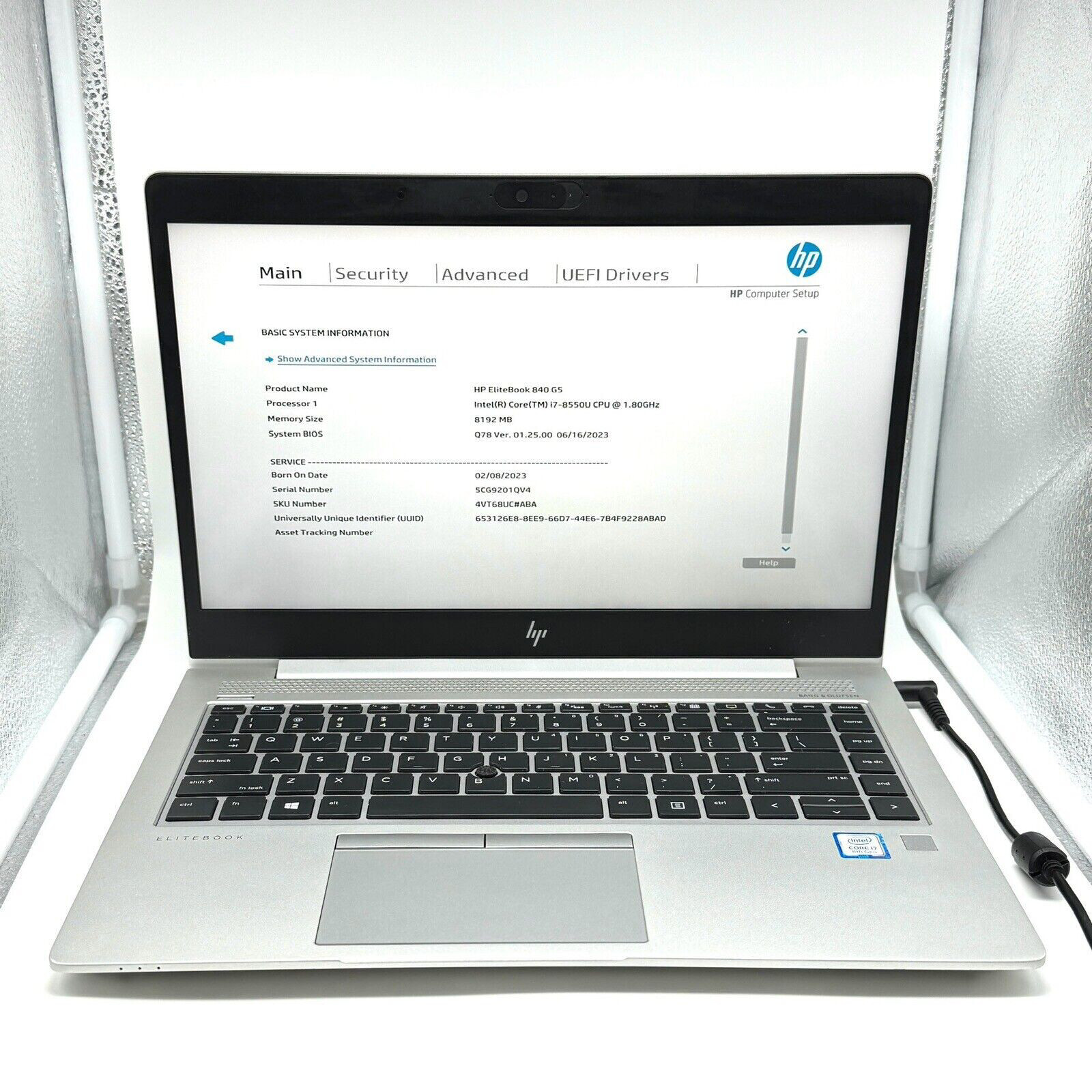 HP Elitebook 840 G5 14″ FHD | i7-8550U 1.80GHz | No RAM/SSD/Batt. | Bad Keyboard