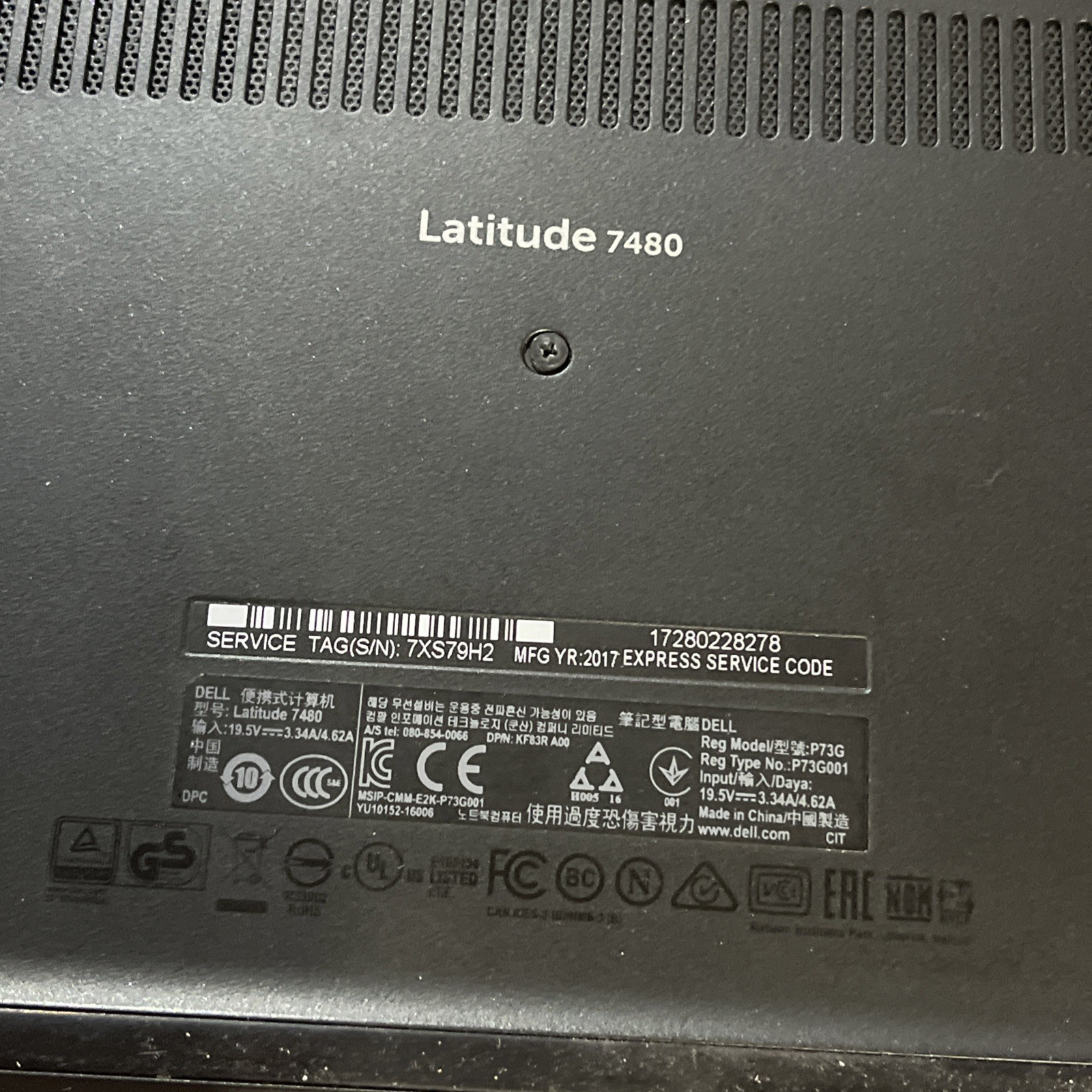 DELL LATITUDE 7480 INTEL CORE I7-7600U 8GB RAM NO HD :