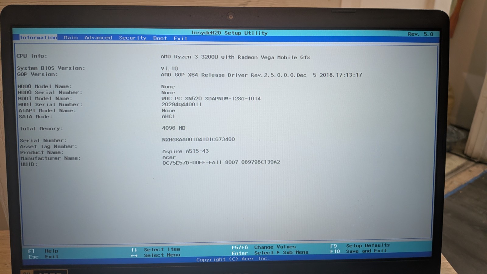 Acer Aspire 5 A515-43 Laptop Ryzen 3 3200U 4GB RAM 128GB NVMe SSD 15.6″ FHD