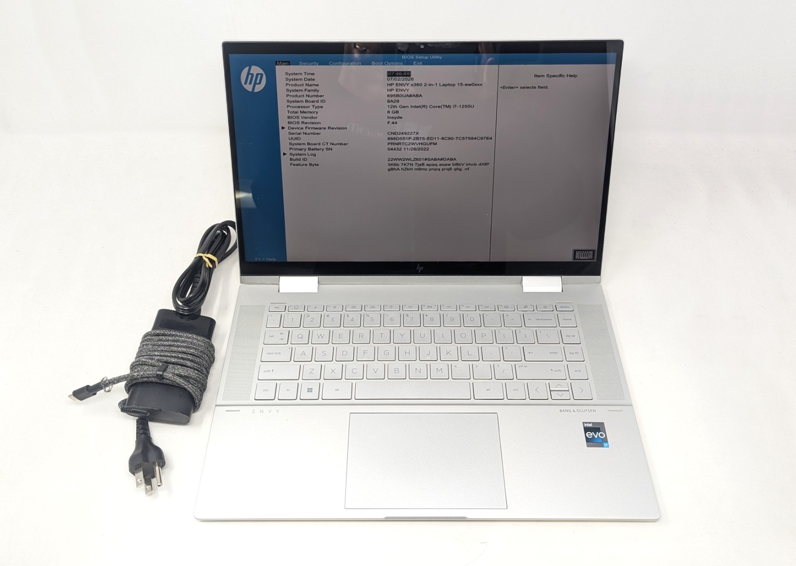 HP ENVY x360 2-in-1 15-ew023dx – Intel i7-1255U 8GB DDR4 RAM 256GB SSD No OS