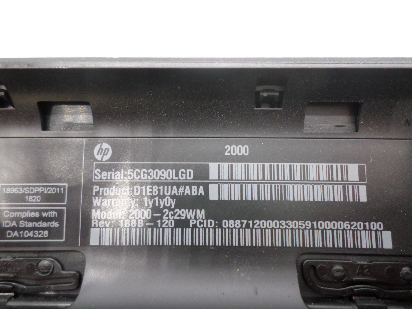 HP 2000-2c29WM D1E81UA – AMD E2-1800, No RAM, No Battery, No HDD – POSTS