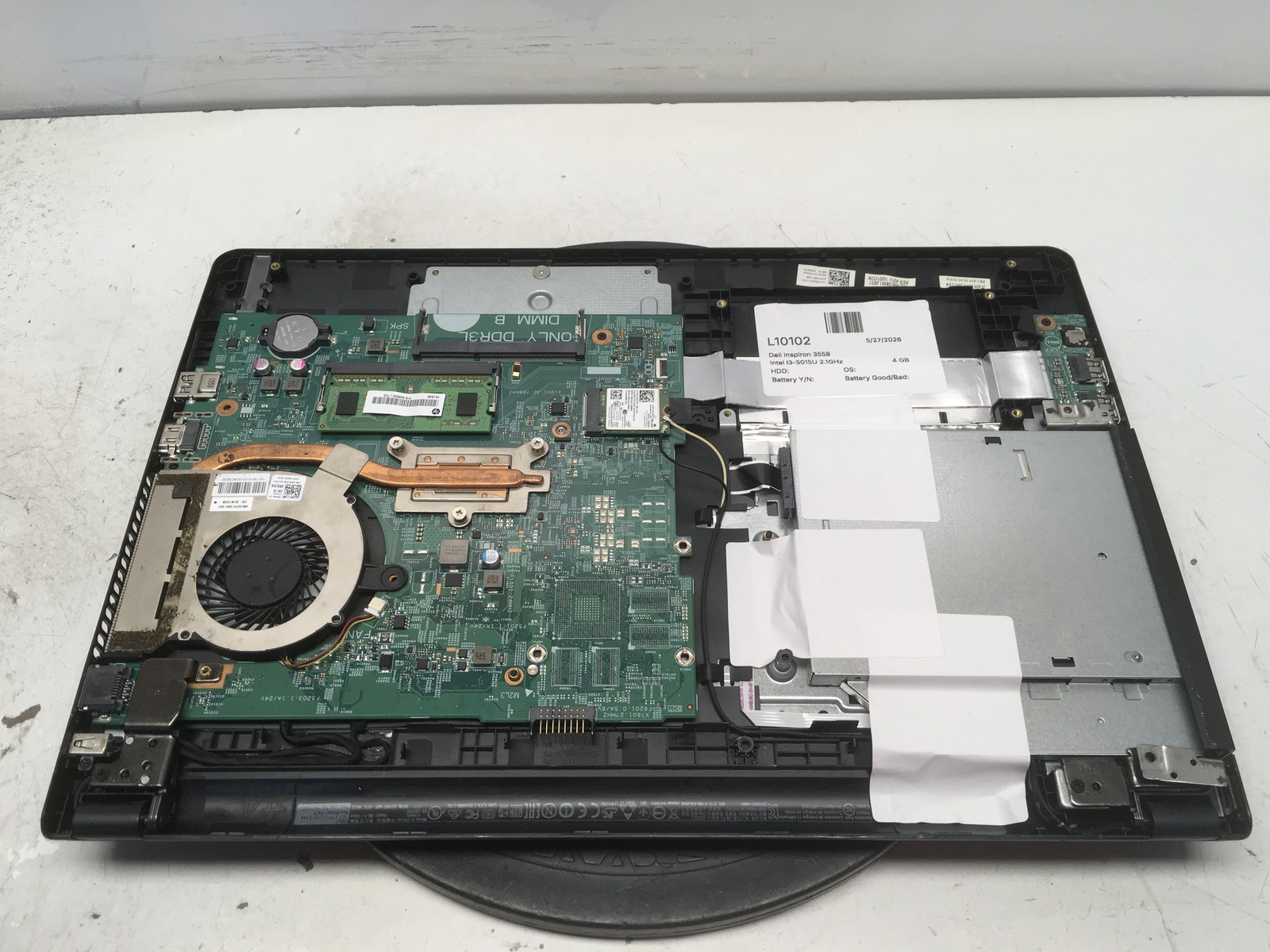 Dell Inspiron 3558 Intel i3-5015U 2.1GHz 4 GB NO HDD No Batt