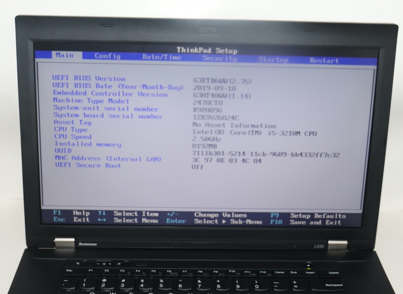 Lenovo ThinkPad L530|Core i5@2.50 GHz|8GB RAM |500 HDD|WIN 10. PROF|WIFI