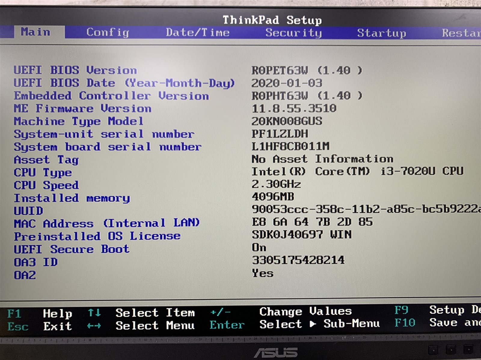 Lenovo ThinkPad E480 Intel i3-7020U 2.30GHz 4GB Ram No SSD No LCD Screen
