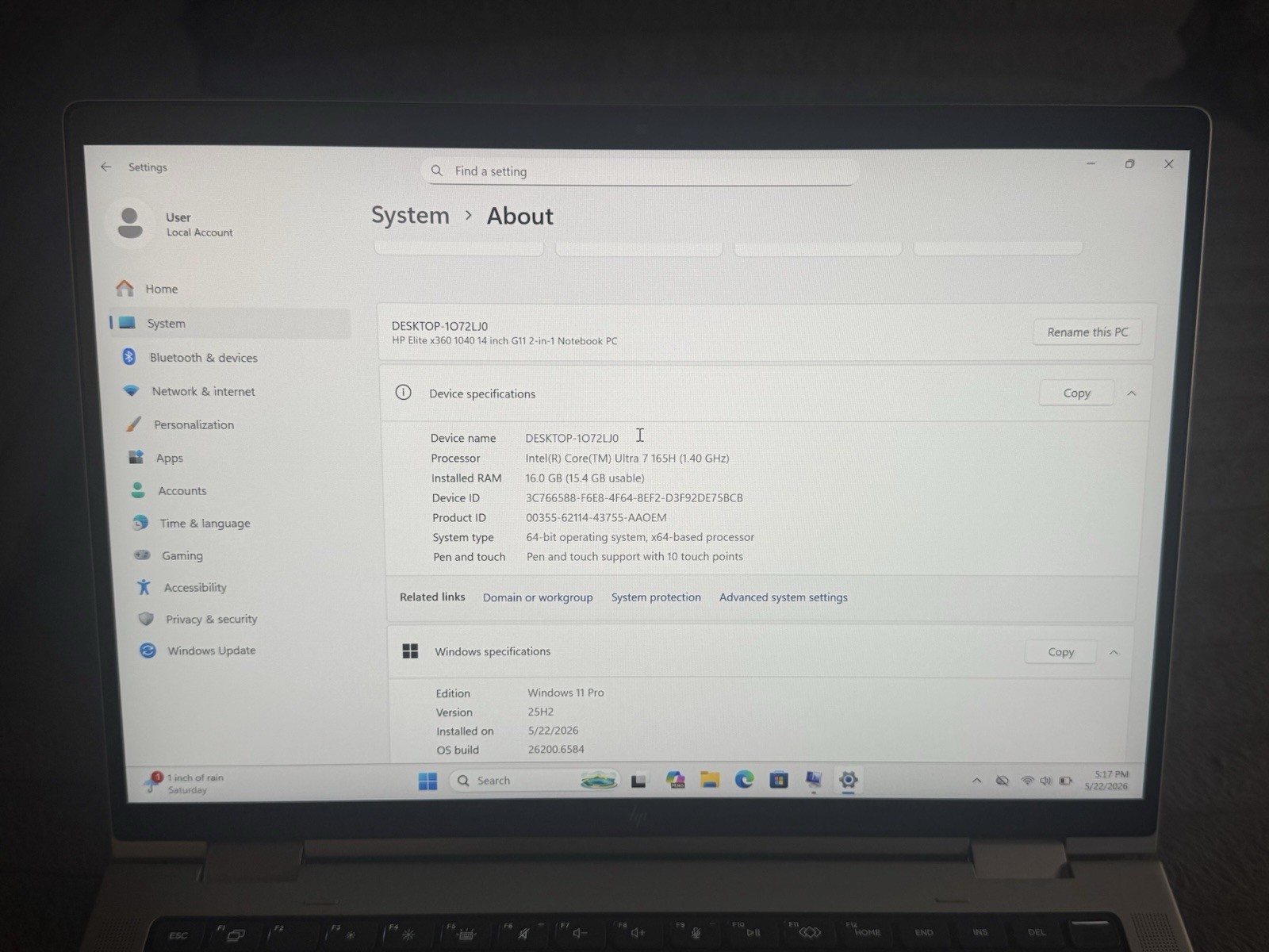 HP Elite x3601040G11 U7-165H 14in 16GB/512SSD Win11Pro Notebook Silver