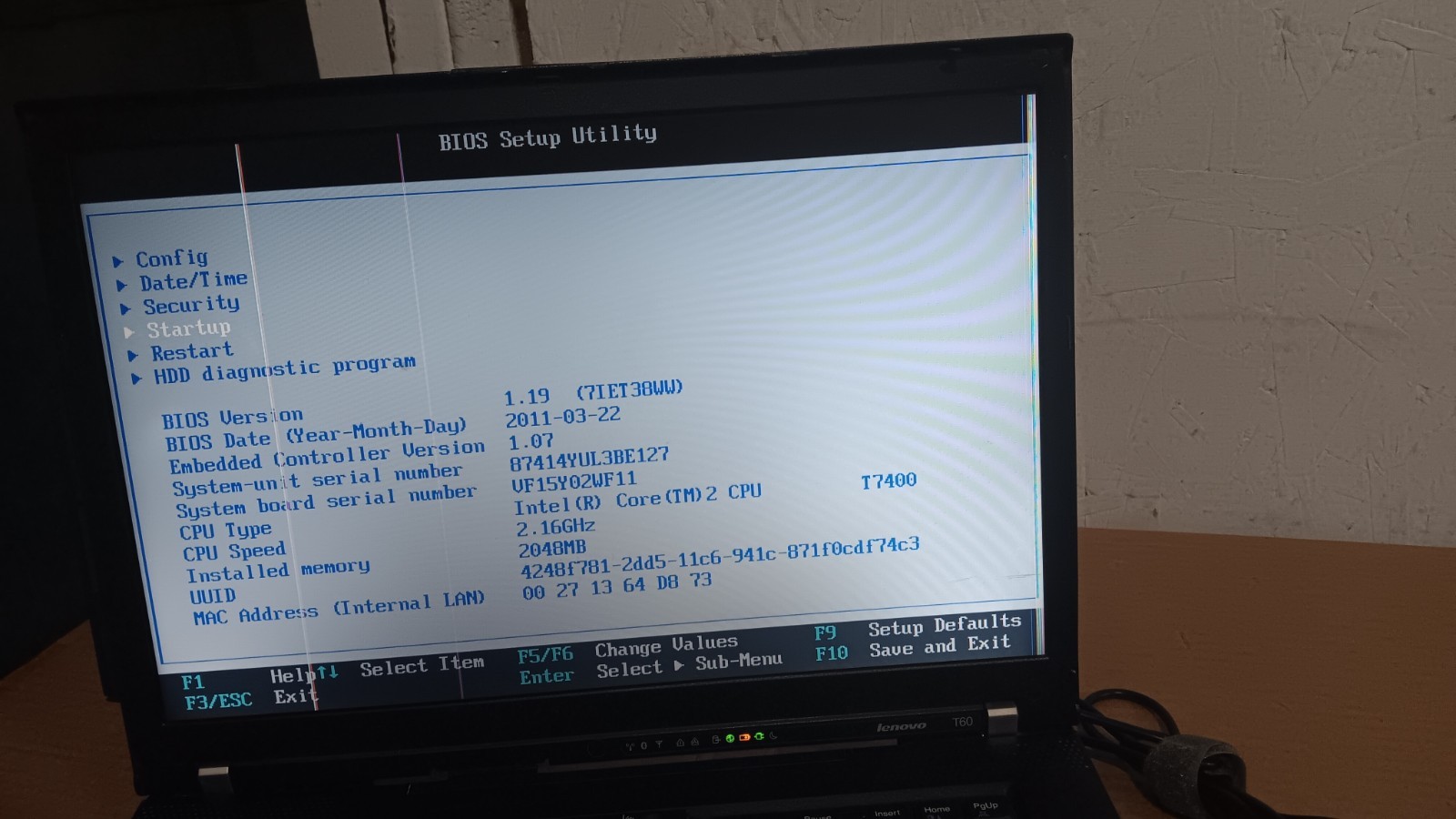 Lenovo Thinkpad T60 Laptop intel Core 2 Duo 2.16 GHz 15.4″ LCD Screen Type 8741