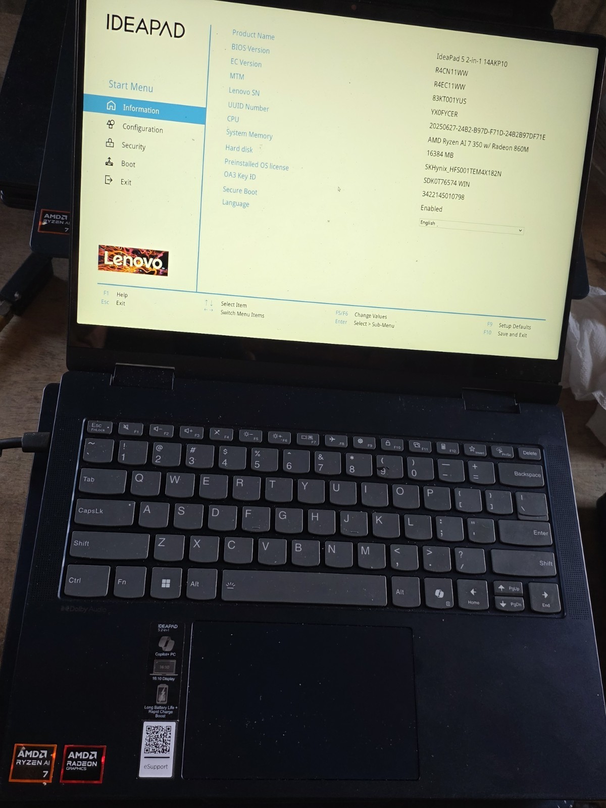 14akp10 Copilot PC Ryzen Ai 7 350 16gb 2n1 Touch Hinge Lotx4