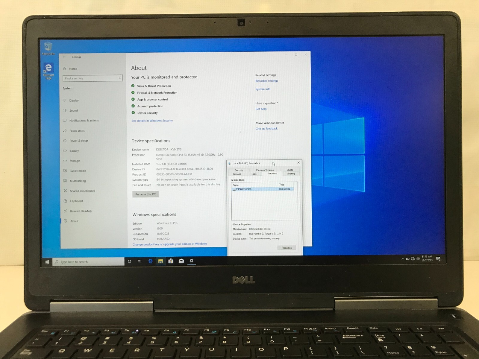 Dell Precision 7720 / 17.3″ / Xeon E3-1545M V5 2.9GHz / 16GB RAM / 500GB SSD