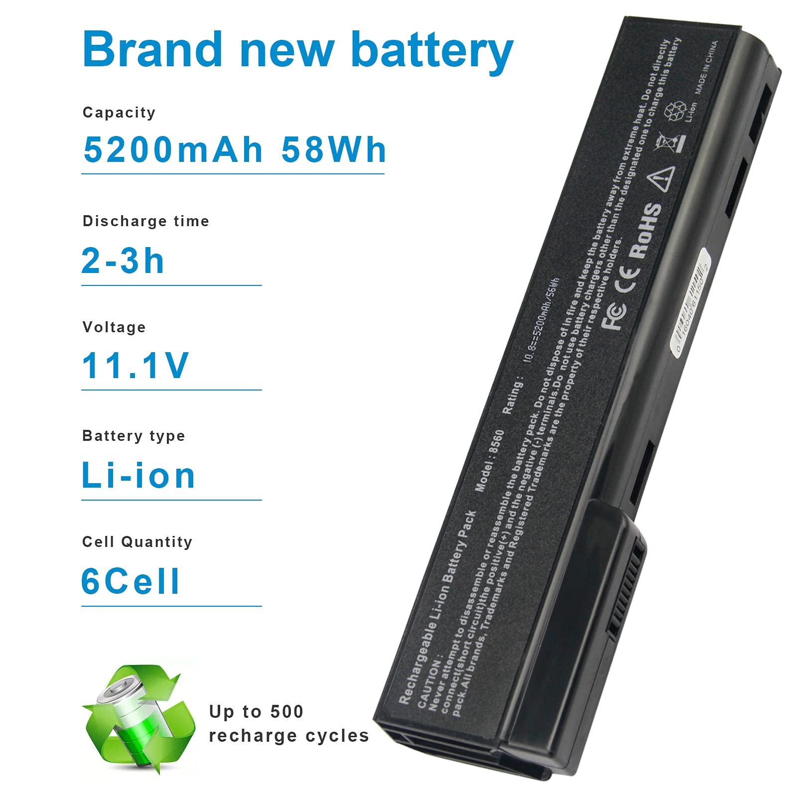 Futurebatt Laptop Battery for HP EliteBook 8460P 8460W 8470P 8560P 8570P; HP Pro