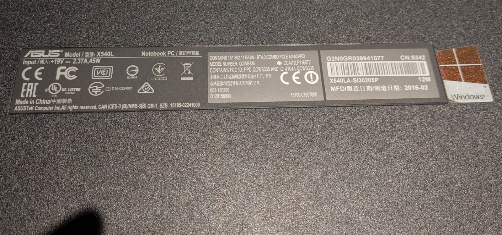 ASUS X540LA 15.6″ Notebook i3-5020U CPU 4GB RAM HDD Windows 11 – yes 11
