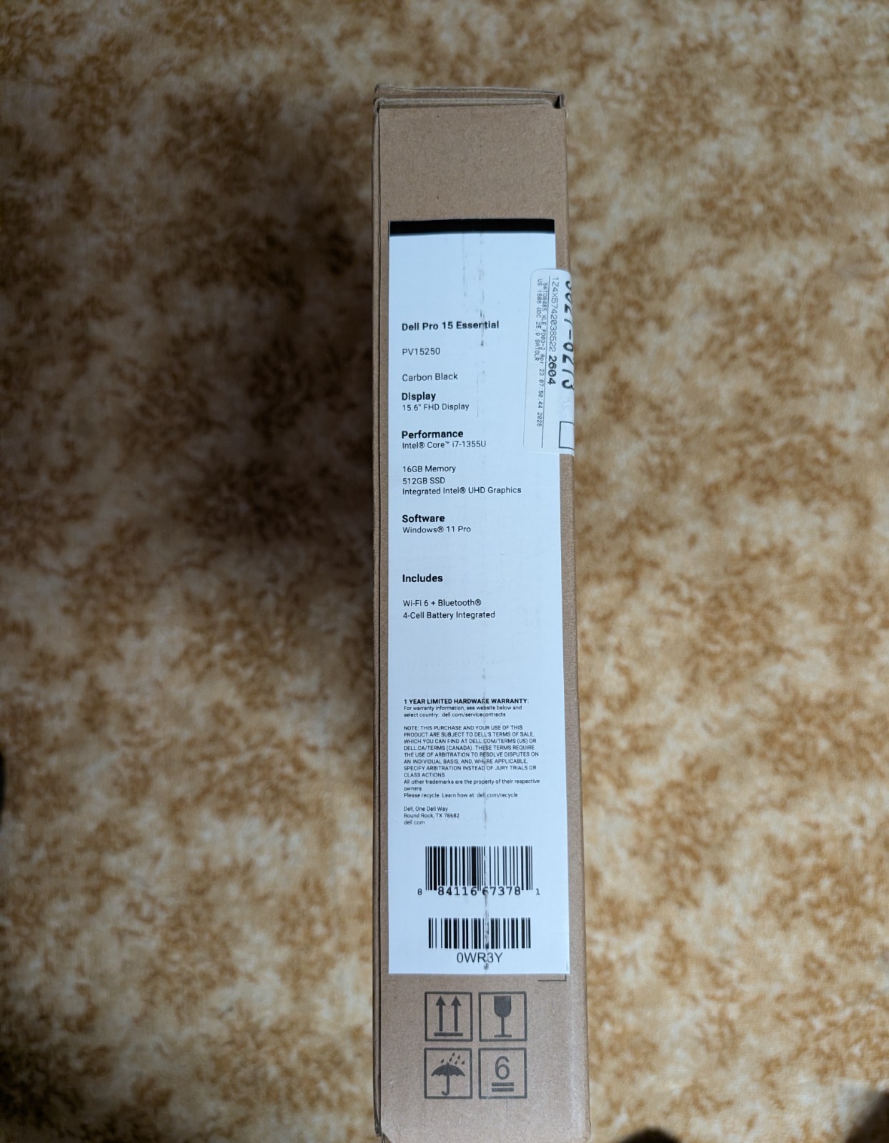 Dell Pro 15 Essential PV15250 15.6 Notebook – Full HD – 120 Hz – Intel Core i7