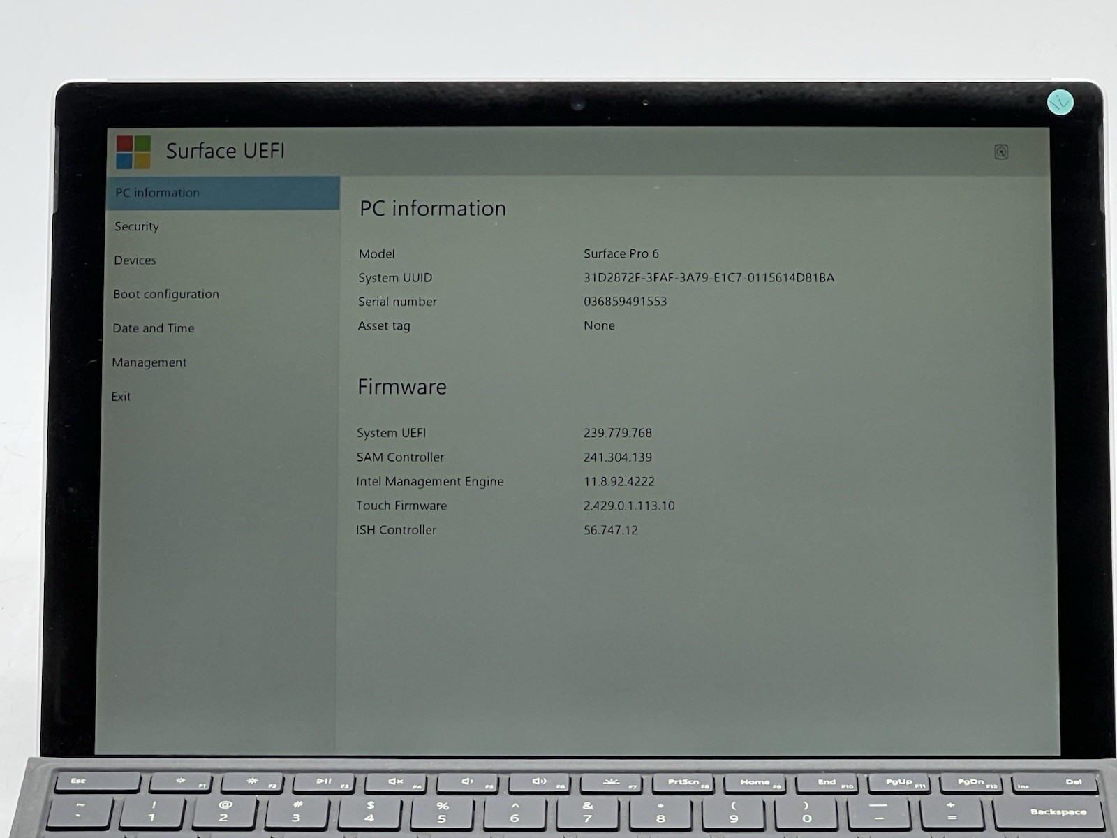 Microsoft Surface Pro 6, i5-8250U CPU, @ 1.60GHz, 8GB RAM, 128GB NVMe-No OS/AC
