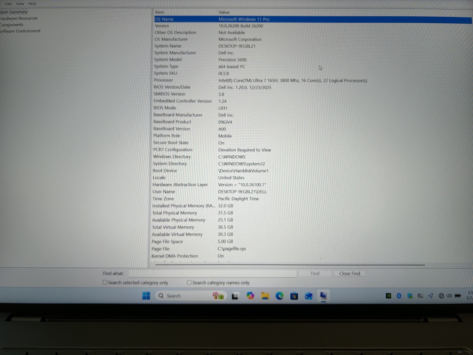 LAPTOP Dell Precision 5690 FHD+ IPS 16″ Ultra 7 165H 1 TB NVMe 32GB RAM Win 11