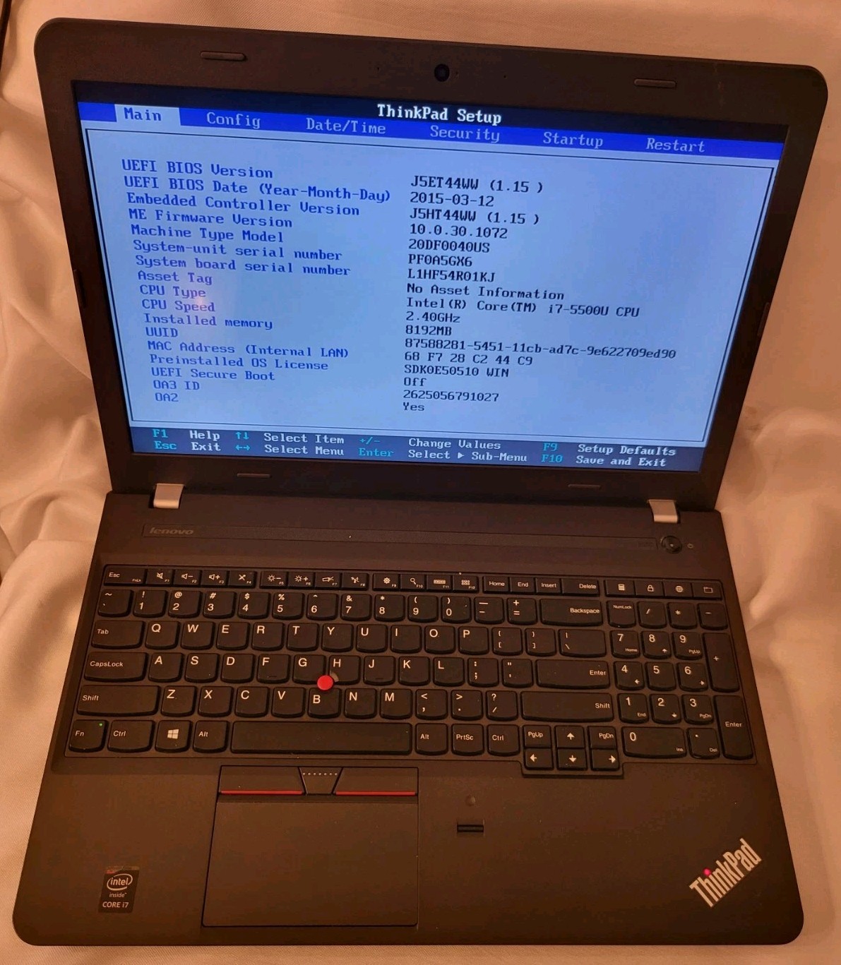 Lenovo ThinkPad E550 | Intel i7-5500U 2.40GHz | 8GB RAM | NO SSD 040704