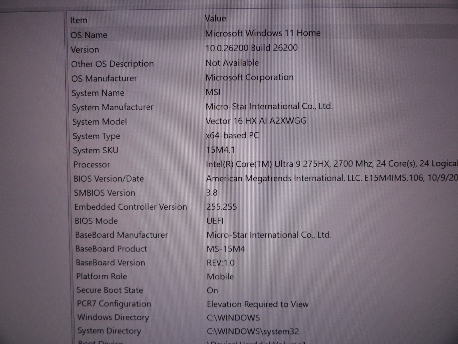 MSI VECTOR 16 HX AI A2XW / Core Ultra 9 / 32GB RAM / 1TB SSD – PRISTINE!
