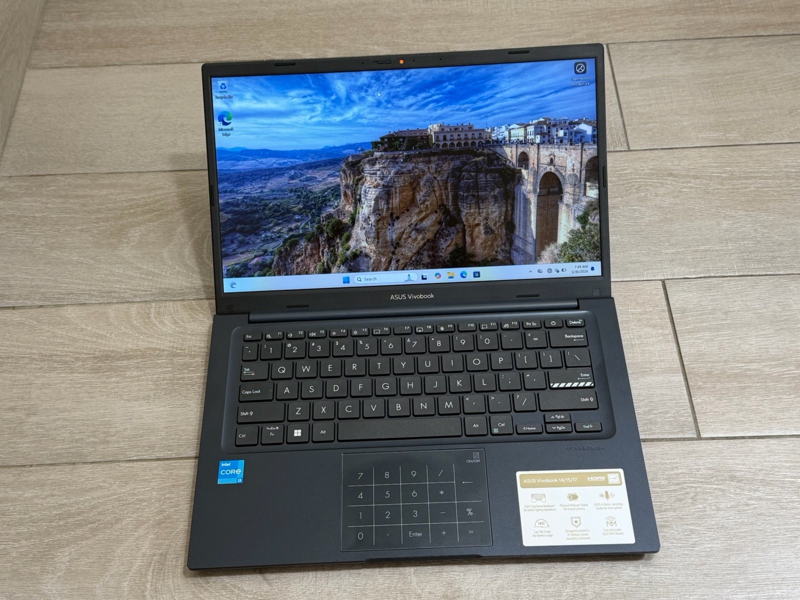 Asus Vivobook 14 X1404V 14″ Laptop Core i3-1315U 16GB RAM 128GB SSD Win-11