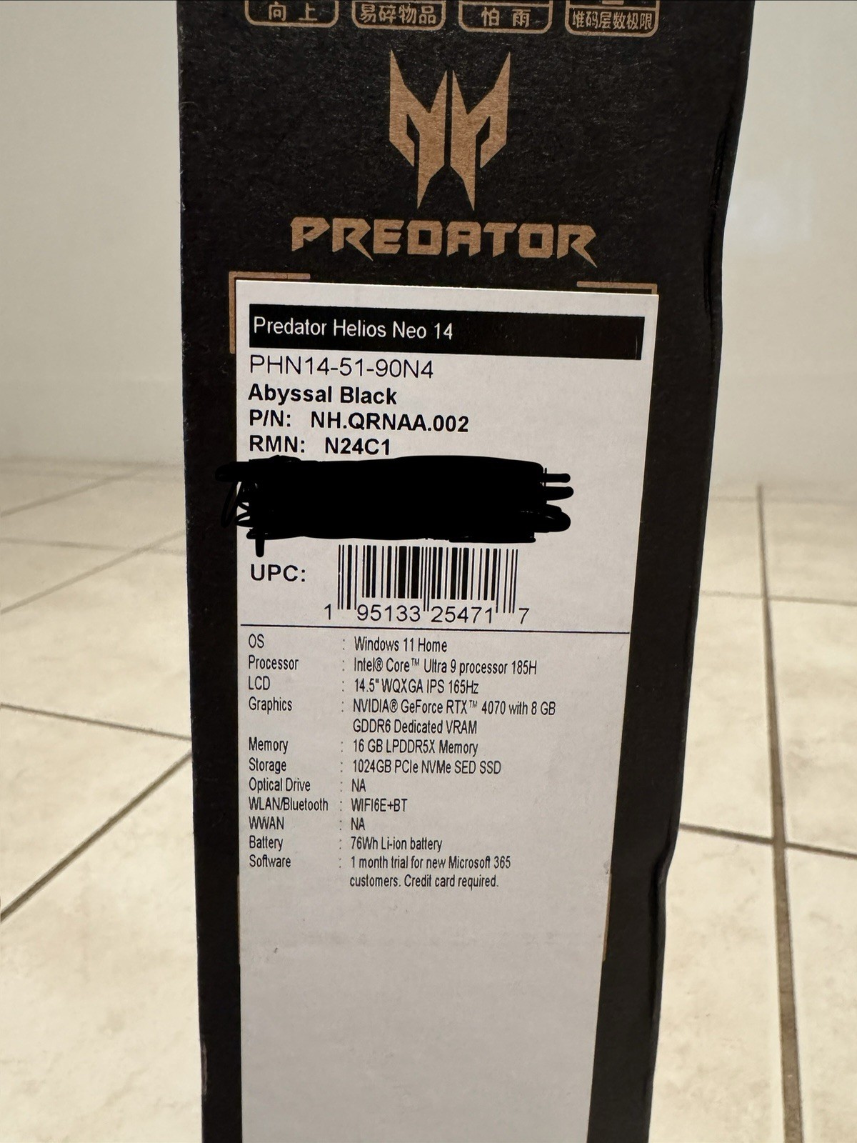 NEW SEALED Acer Predator Helios Neo 14 PHN14-51-90N4 RTX 4070 3K 16GB 1TB