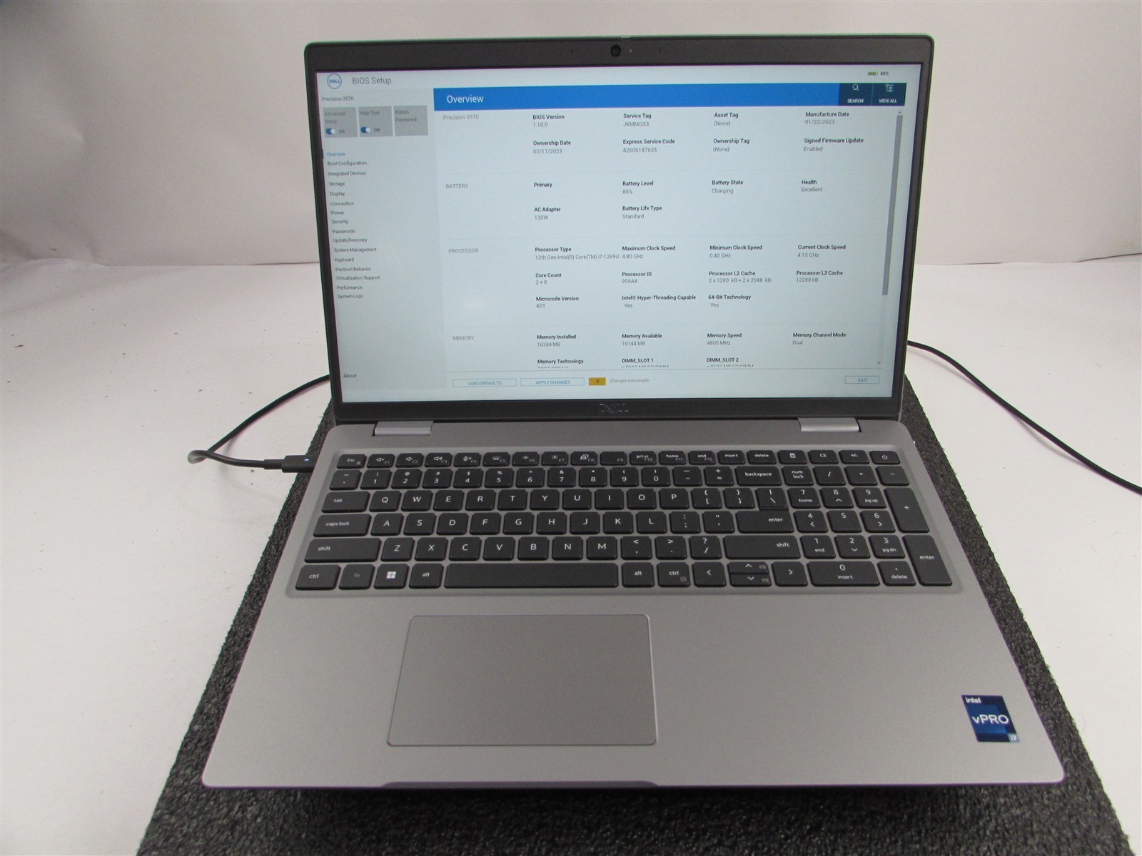 DELL PRECISION 3570 1920X1080 FHD CORE I7-1265U 512GB SSD 16GB RAM T550 NO O.S