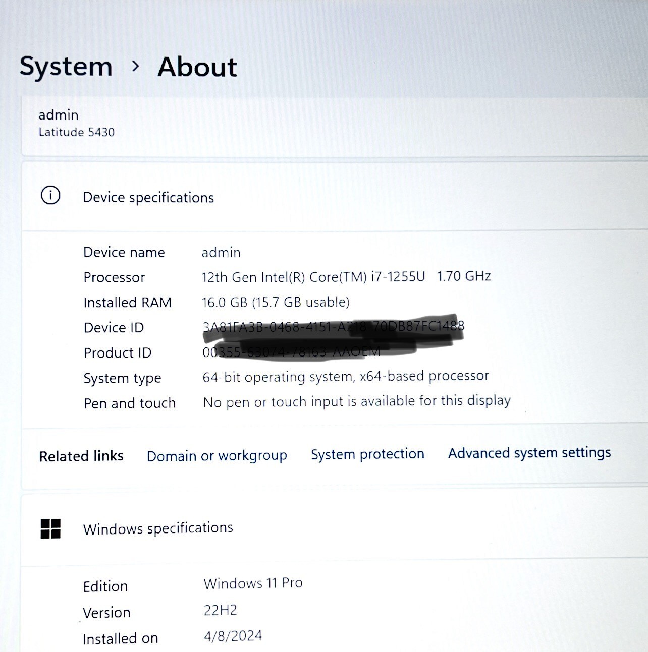 Dell Latitude 5430 14″ 12th gen Laptop Intel Core i7 16GB 512GB SSD notebook