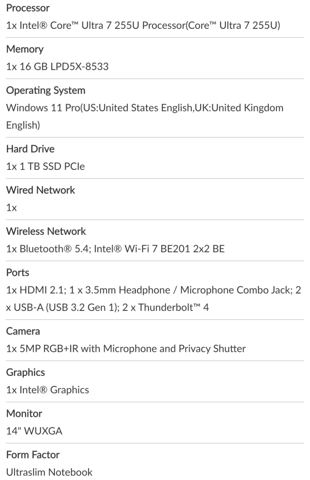 *SEALED* Lenovo ThinkPad T14s Gen 6 (Core Ultra 7 255U, 16GB/1TB, Win 11 Pro)