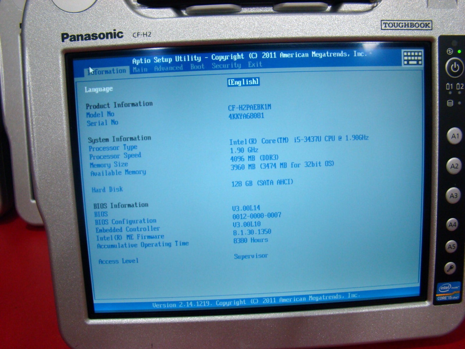 Panasonic Toughbook CF-H2 i5 1.90GHz Win10 64 Touch WIFI BlueTooth CF-H2PAEBK1M