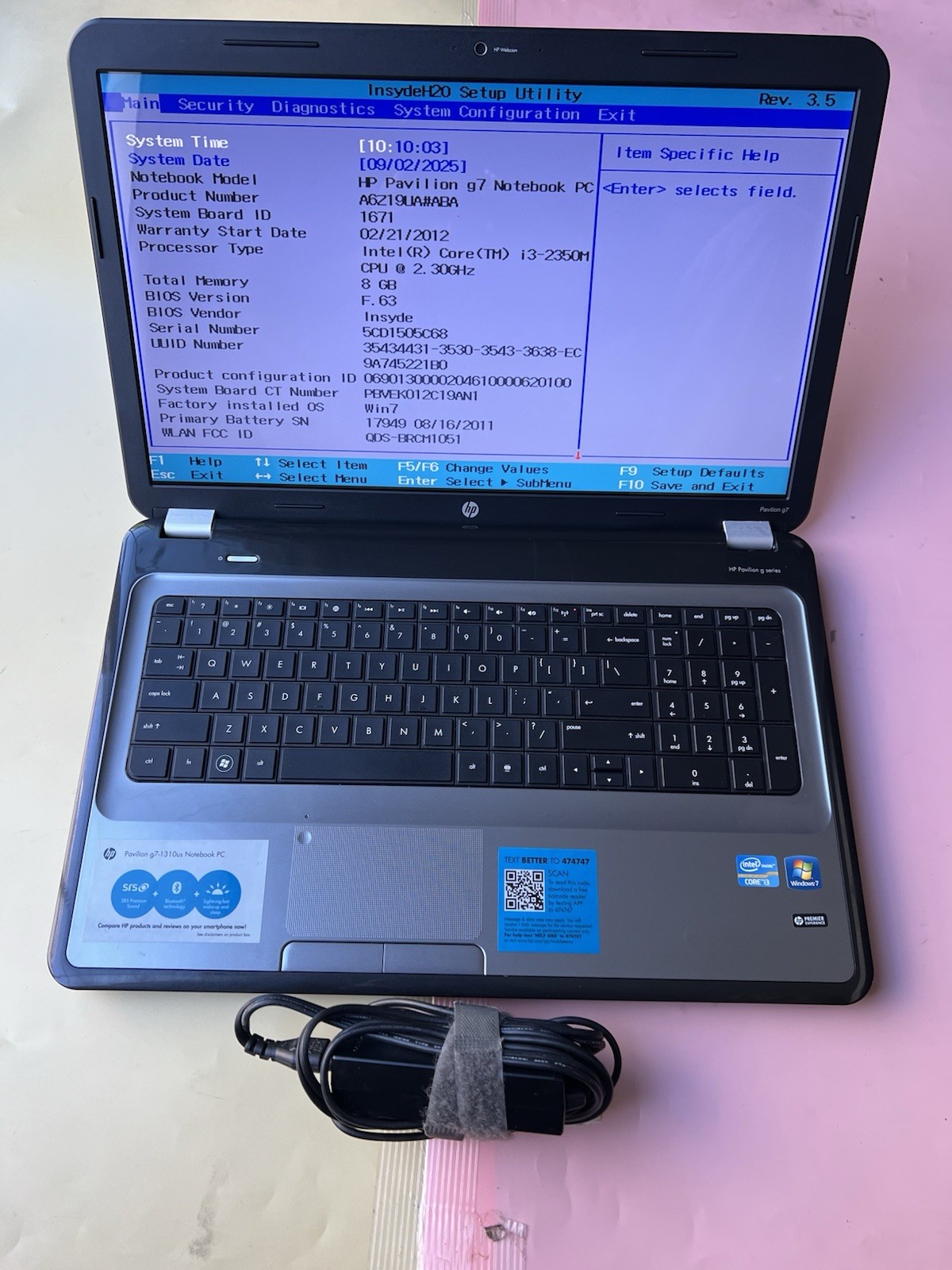 17″ HP Pavilion g7-1310us Core i3-2350M 8GB 128GB SSD WEBCAM BLUETOOTH 1600×900