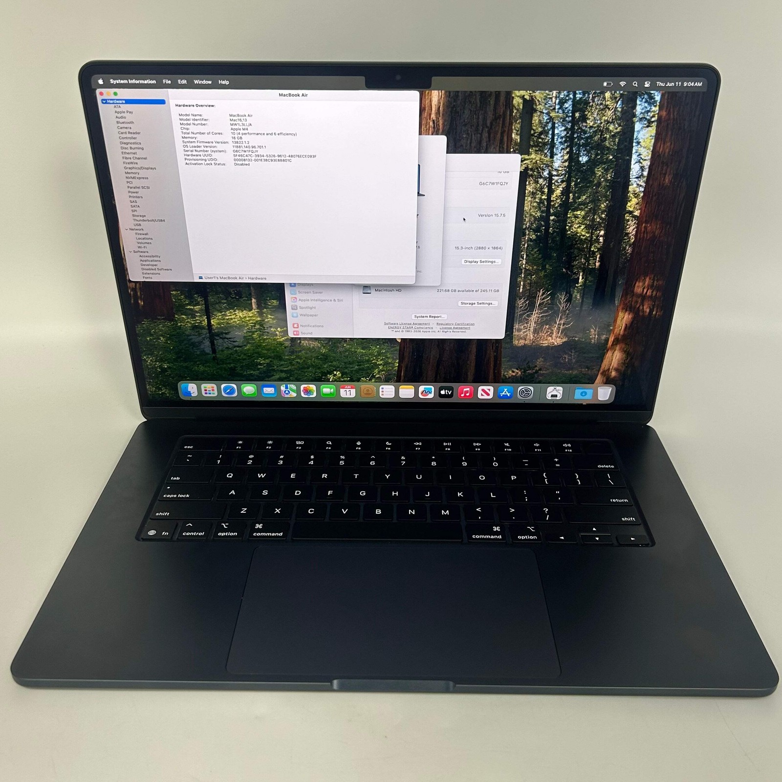 Apple MacBook Air 15″ Midnight M4 10C GPU, 16GB RAM 256GB A3241 – 100% BH