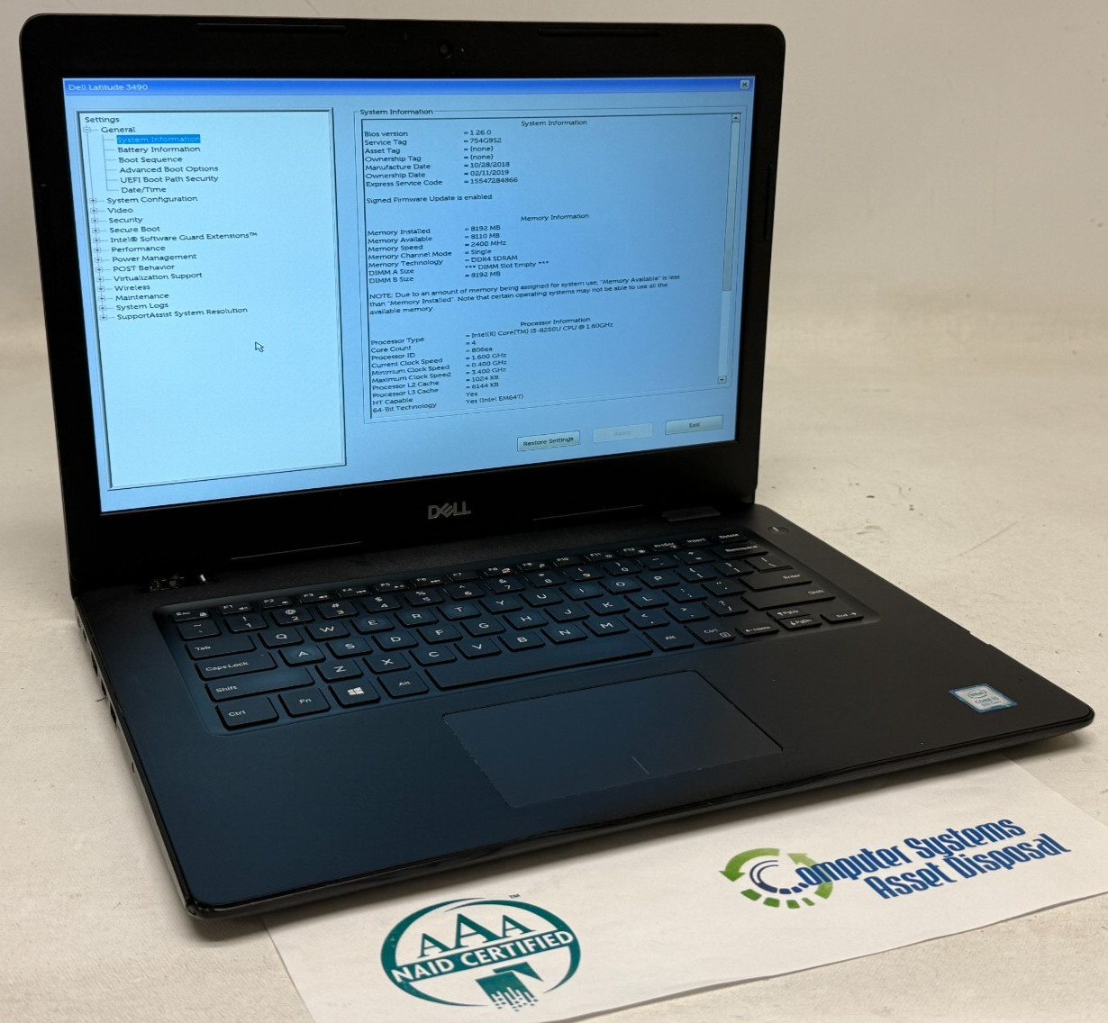 Dell Latitude 3490 14″ (i5-8250u 1.60GHz – 8GB RAM – 256GB SSD – Win11Home)