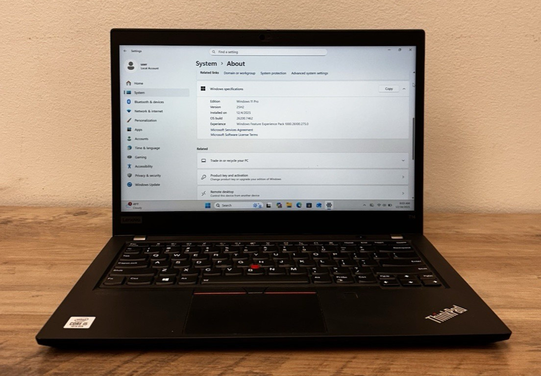 Lenovo ThinkPad T14 Gen 1 i5-10210U 16GB RAM 500GB SSD 14″ Touchscreen – Used