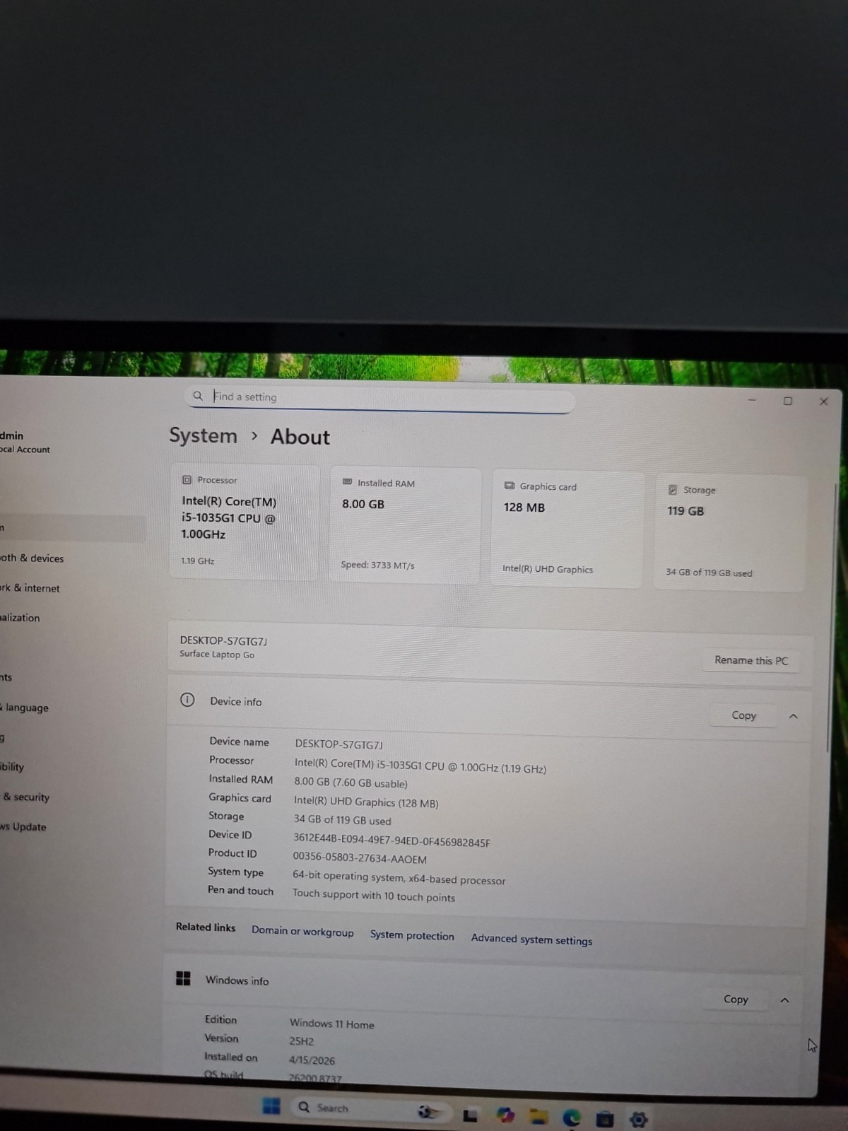 Microsoft Surface Laptop Go – 12.4” i5 10th Gen/8GB RAM/128GB (READ DESC) – 47C