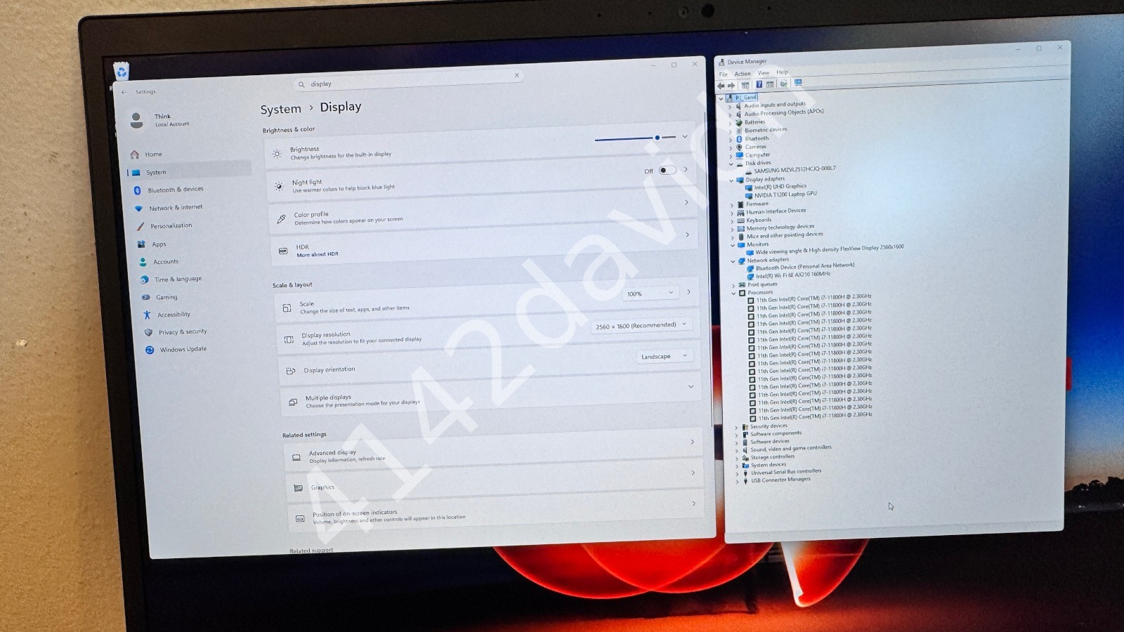 Lenovo ThinkPad P1 Gen 4 i7-11800H 16″ 2560×1600 16GB 512GB SSD NVIDIA T1200