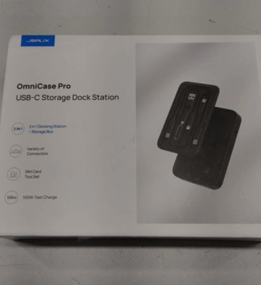 JSAUX OmniCase 7-in-1 USB C Hub Docking Station with Cable Storage 4k HDMI Ether