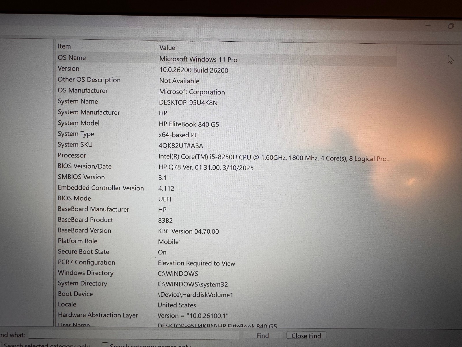 HP ELITEBOOK 840 G5 LAPTOP 14″ 4QK82UT 250GBSSD/8GBRAM i5-8250U WIN11PRO READ