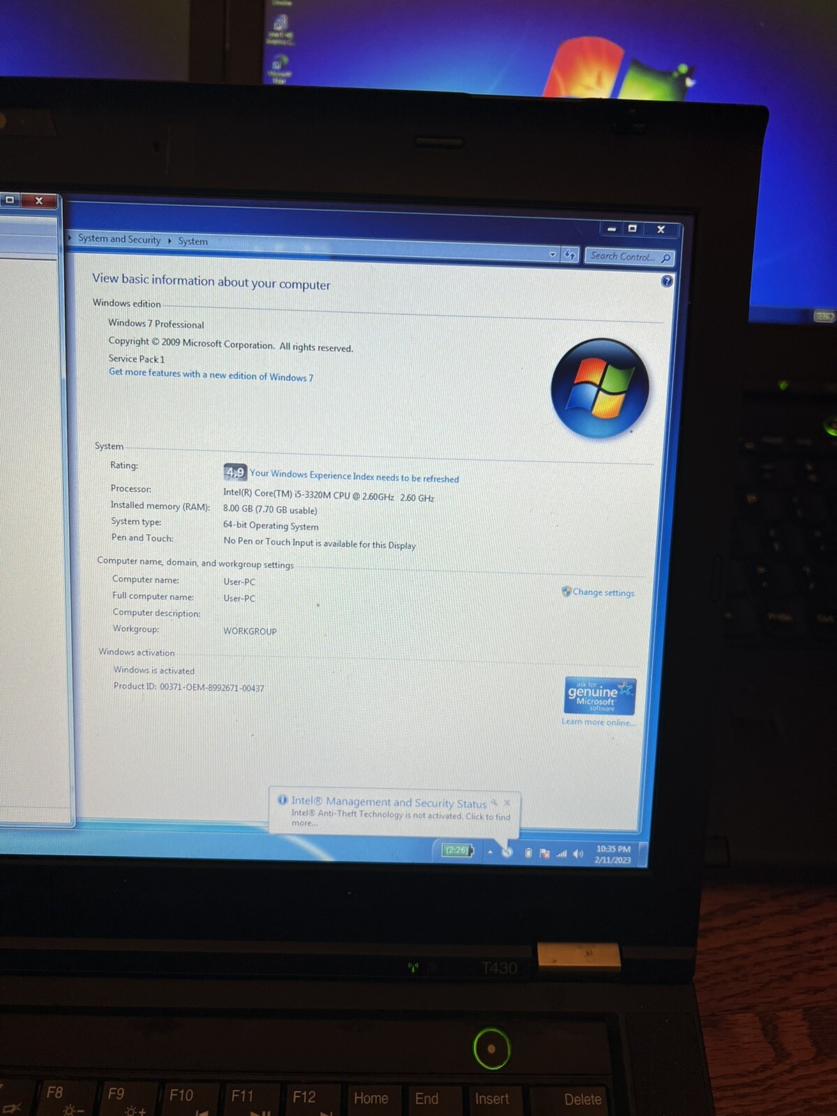 Lenovo ThinkPad T430 i5/8GB Ram/120 GB SSD+500 GB HDD/Win 7. Ready to Use.
