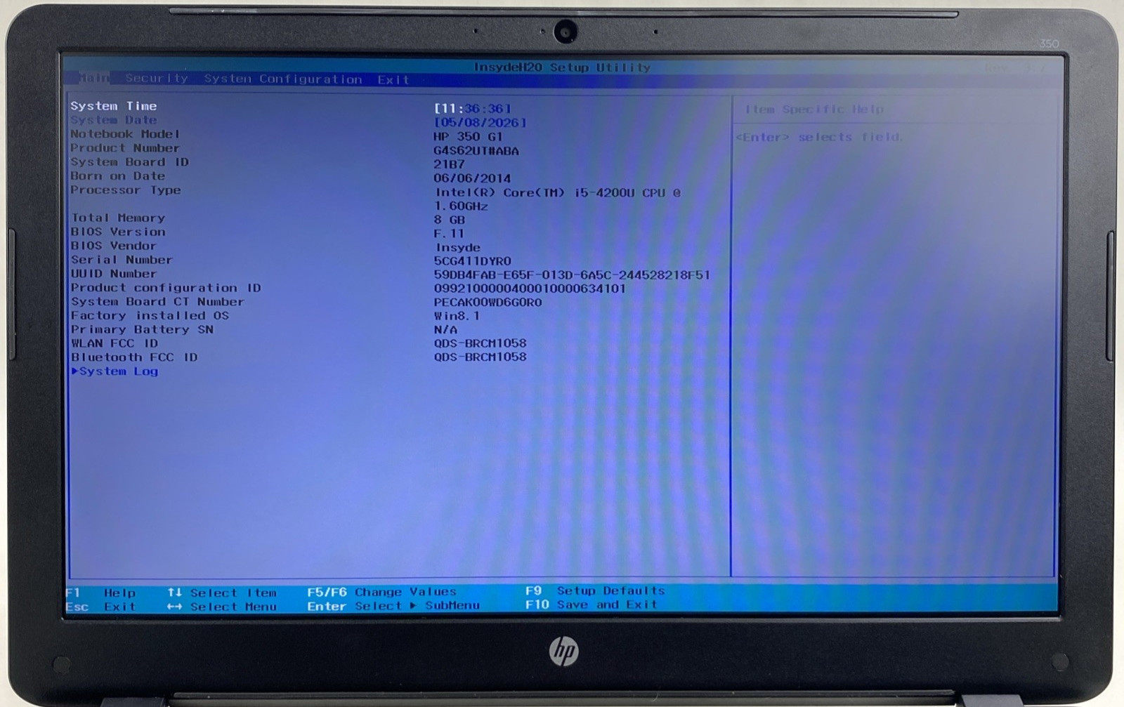 HP 350 G1 Intel Core i5-4200U 1.60GHz 8GB RAM 15.6″ No Battery No HDD No OS