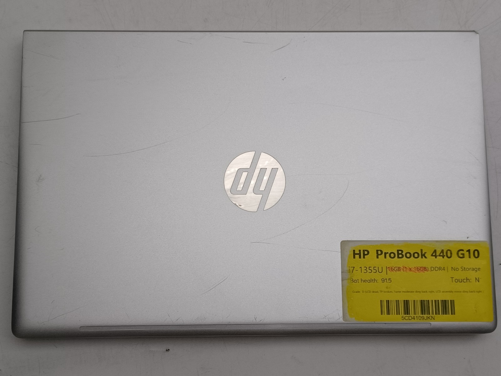 HP ProBook 440 G10 i7-1355U, NO RAM NO SSD NO OS NO CHARGER, For parts/Repair