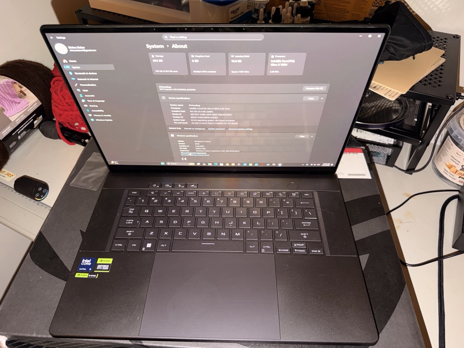 ASUS ROG Zephyrus G16 GU605MI Intel Ultra 9 RTX 4070 16GB 1TB SSD Gray